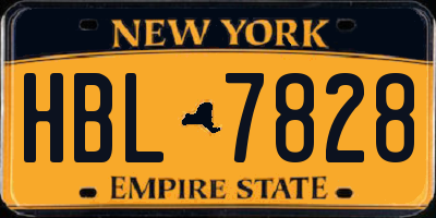 NY license plate HBL7828
