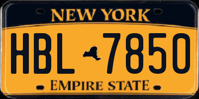 NY license plate HBL7850