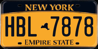 NY license plate HBL7878