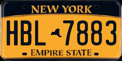 NY license plate HBL7883