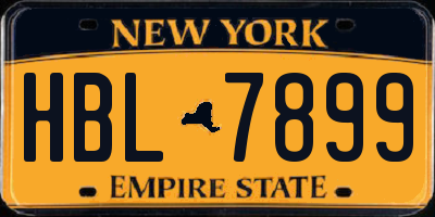NY license plate HBL7899