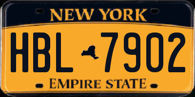 NY license plate HBL7902