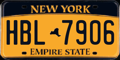 NY license plate HBL7906