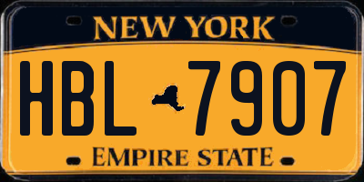 NY license plate HBL7907