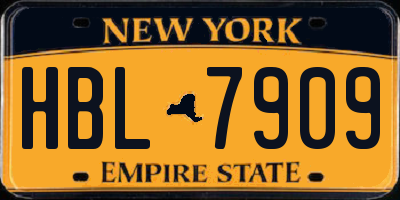 NY license plate HBL7909