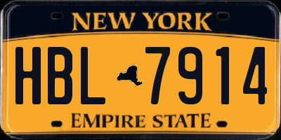 NY license plate HBL7914