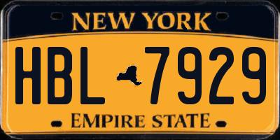 NY license plate HBL7929