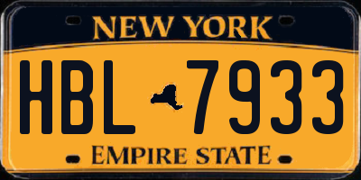 NY license plate HBL7933