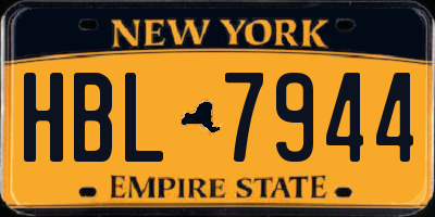NY license plate HBL7944