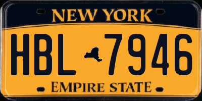 NY license plate HBL7946
