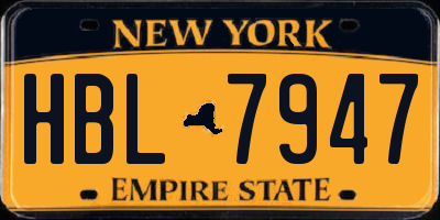 NY license plate HBL7947