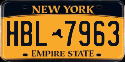 NY license plate HBL7963