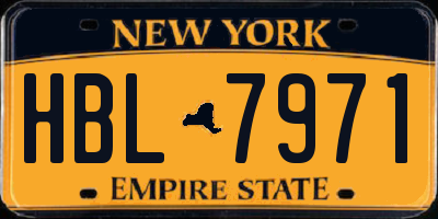 NY license plate HBL7971
