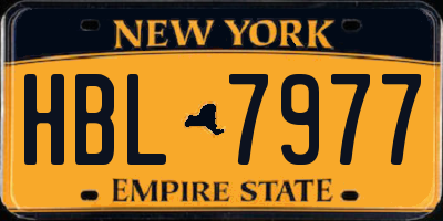 NY license plate HBL7977