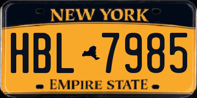 NY license plate HBL7985