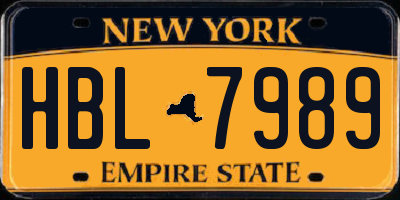 NY license plate HBL7989