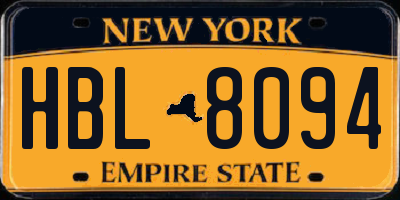 NY license plate HBL8094