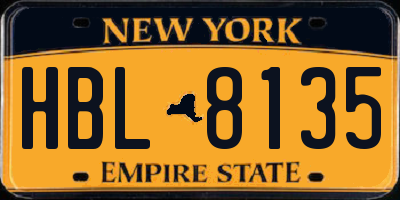 NY license plate HBL8135