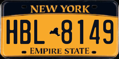 NY license plate HBL8149