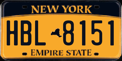 NY license plate HBL8151