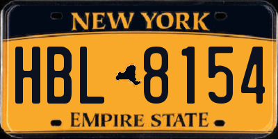 NY license plate HBL8154