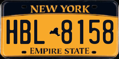 NY license plate HBL8158