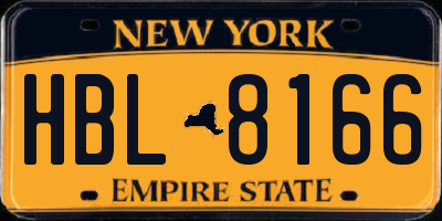 NY license plate HBL8166