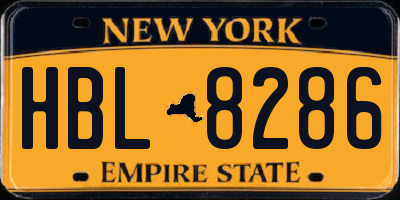 NY license plate HBL8286