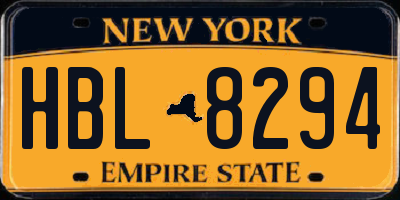 NY license plate HBL8294