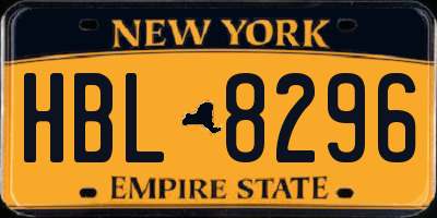 NY license plate HBL8296