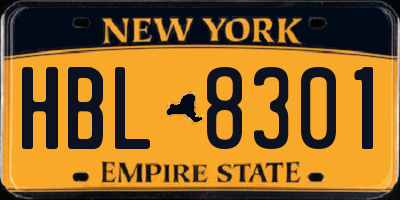 NY license plate HBL8301