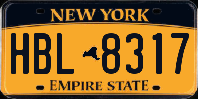 NY license plate HBL8317