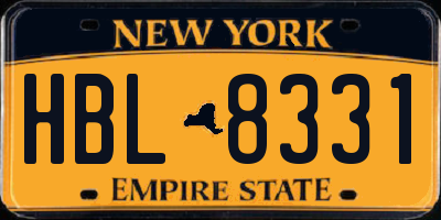 NY license plate HBL8331