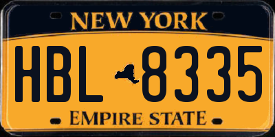 NY license plate HBL8335