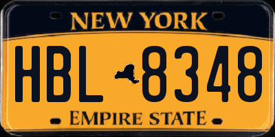 NY license plate HBL8348