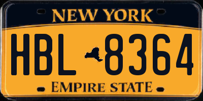 NY license plate HBL8364