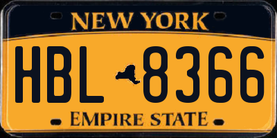 NY license plate HBL8366
