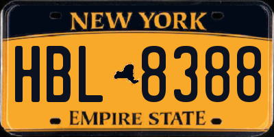 NY license plate HBL8388