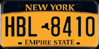 NY license plate HBL8410