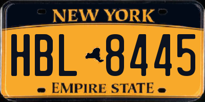NY license plate HBL8445