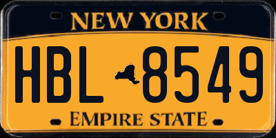 NY license plate HBL8549