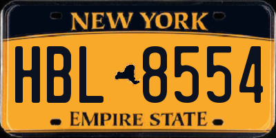 NY license plate HBL8554