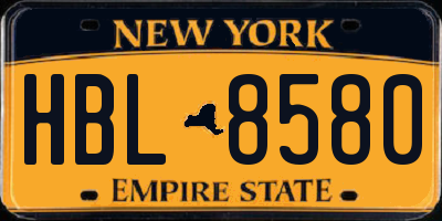 NY license plate HBL8580