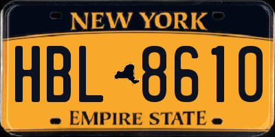 NY license plate HBL8610