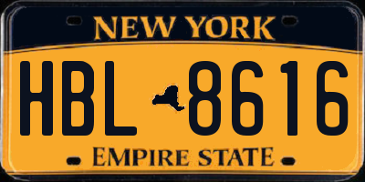NY license plate HBL8616