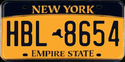 NY license plate HBL8654