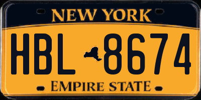 NY license plate HBL8674