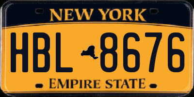 NY license plate HBL8676