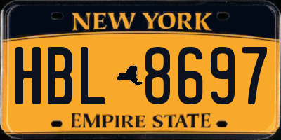 NY license plate HBL8697