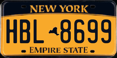 NY license plate HBL8699